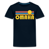Omaha, Nebraska Youth Shirt - Retro Sunrise Omaha Kid's T-Shirt - deep navy