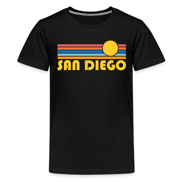 San Diego, California Youth Shirt - Retro Sunrise San Diego Kid's T-Shirt - black