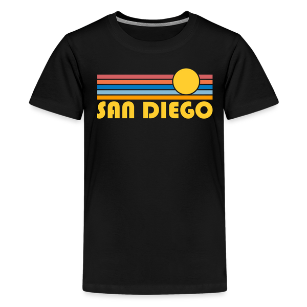 San Diego, California Youth Shirt - Retro Sunrise San Diego Kid's T-Shirt - black