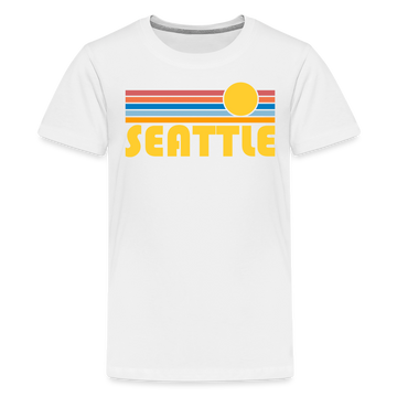 Seattle, Washington Youth Shirt - Retro Sunrise Seattle Kid's T-Shirt - white