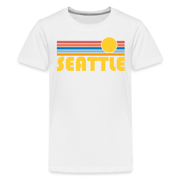 Seattle, Washington Youth Shirt - Retro Sunrise Seattle Kid's T-Shirt - white