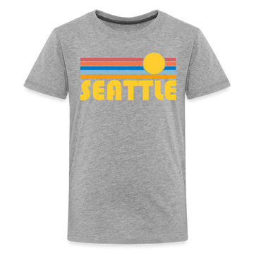 Seattle, Washington Youth Shirt - Retro Sunrise Seattle Kid's T-Shirt - heather gray