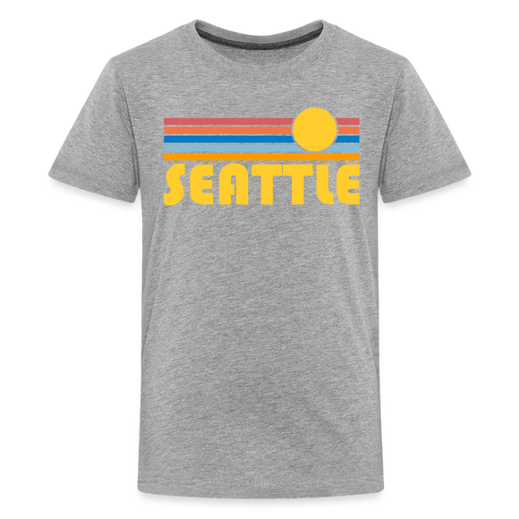 Seattle, Washington Youth Shirt - Retro Sunrise Seattle Kid's T-Shirt - heather gray