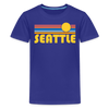 Seattle, Washington Youth Shirt - Retro Sunrise Seattle Kid's T-Shirt - royal blue