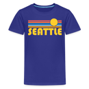 Seattle, Washington Youth Shirt - Retro Sunrise Seattle Kid's T-Shirt - royal blue