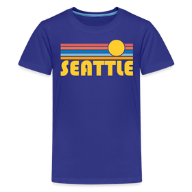 Seattle, Washington Youth Shirt - Retro Sunrise Seattle Kid's T-Shirt - royal blue