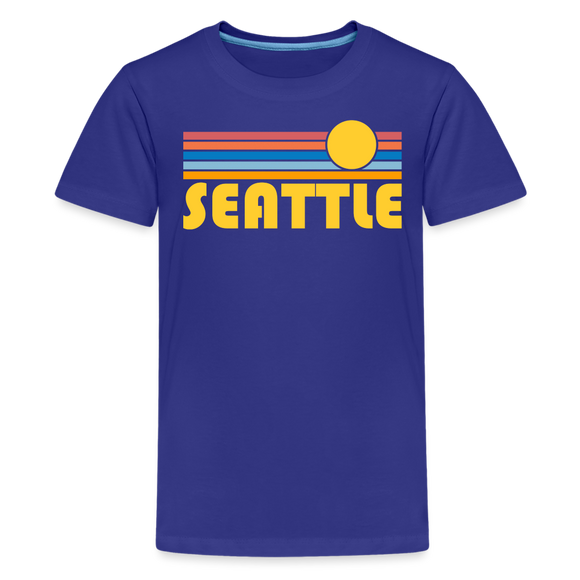Seattle, Washington Youth Shirt - Retro Sunrise Seattle Kid's T-Shirt - royal blue