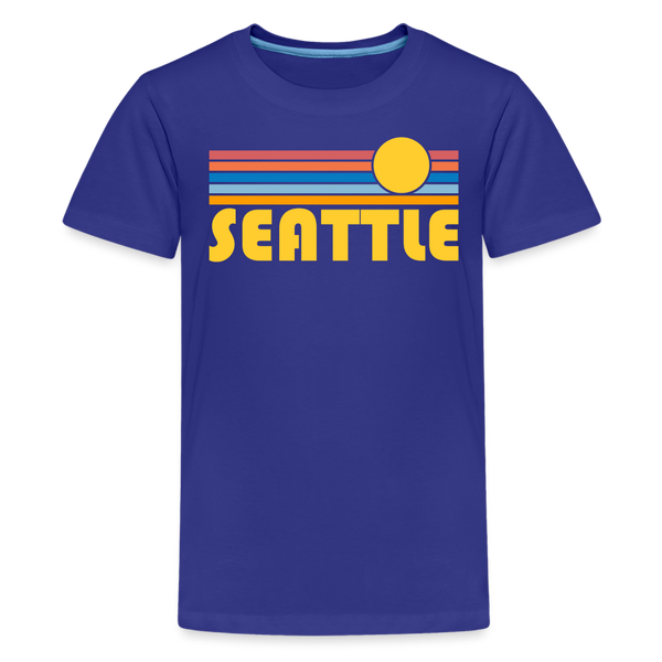 Seattle, Washington Youth Shirt - Retro Sunrise Seattle Kid's T-Shirt - royal blue