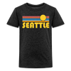 Seattle, Washington Youth Shirt - Retro Sunrise Seattle Kid's T-Shirt - charcoal grey