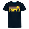 Seattle, Washington Youth Shirt - Retro Sunrise Seattle Kid's T-Shirt - deep navy