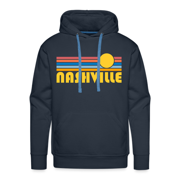Premium Nashville, Tennessee Hoodie - Retro Sun Premium Men's Nashville Sweatshirt / Hoodie - navy