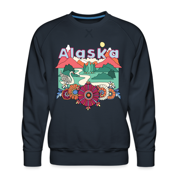 Premium Alaska Sweatshirt - Retro Boho Premium Men's Alaska Sweatshirt - navy
