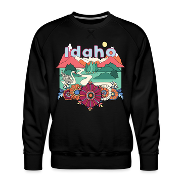 Premium Idaho Sweatshirt - Retro Boho Premium Men's Idaho Sweatshirt - black