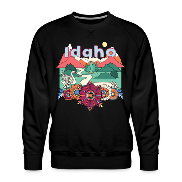 Premium Idaho Sweatshirt - Retro Boho Premium Men's Idaho Sweatshirt - black