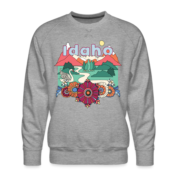 Premium Idaho Sweatshirt - Retro Boho Premium Men's Idaho Sweatshirt - heather grey
