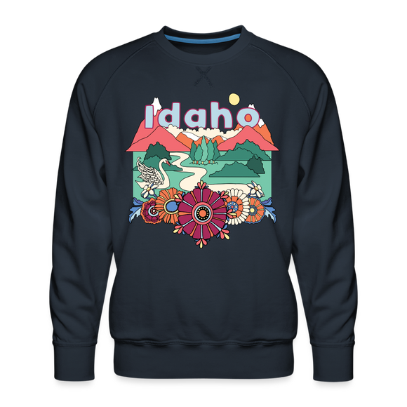 Premium Idaho Sweatshirt - Retro Boho Premium Men's Idaho Sweatshirt - navy