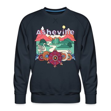 Premium Asheville, North Carolina Sweatshirt - Retro Boho Premium Men's Asheville Sweatshirt - navy