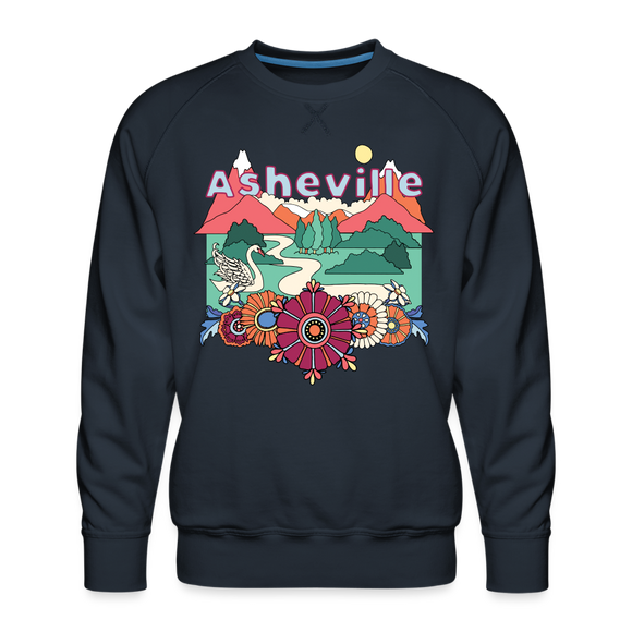Premium Asheville, North Carolina Sweatshirt - Retro Boho Premium Men's Asheville Sweatshirt - navy