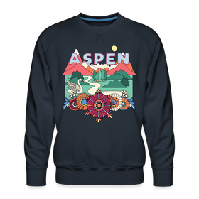 Premium Aspen, Colorado Sweatshirt - Retro Boho Premium Men's Aspen Sweatshirt - navy