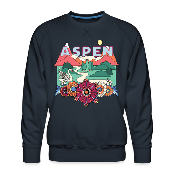Premium Aspen, Colorado Sweatshirt - Retro Boho Premium Men's Aspen Sweatshirt - navy