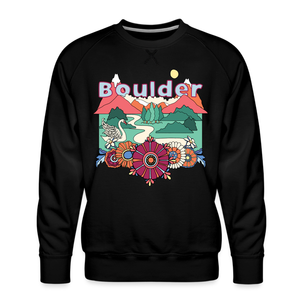 Premium Boulder, Colorado Sweatshirt - Retro Boho Premium Men's Boulder Sweatshirt - black