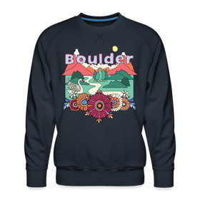 Premium Boulder, Colorado Sweatshirt - Retro Boho Premium Men's Boulder Sweatshirt - navy
