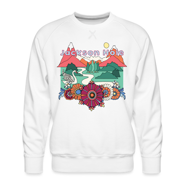 Premium Jackson Hole, Wyoming Sweatshirt - Retro Boho Premium Men's Jackson Hole Sweatshirt - white