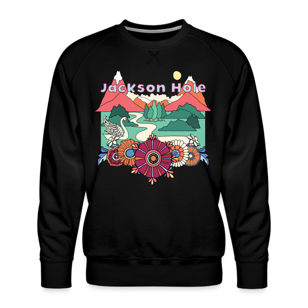 Premium Jackson Hole, Wyoming Sweatshirt - Retro Boho Premium Men's Jackson Hole Sweatshirt - black