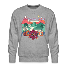Premium Jackson Hole, Wyoming Sweatshirt - Retro Boho Premium Men's Jackson Hole Sweatshirt - heather grey
