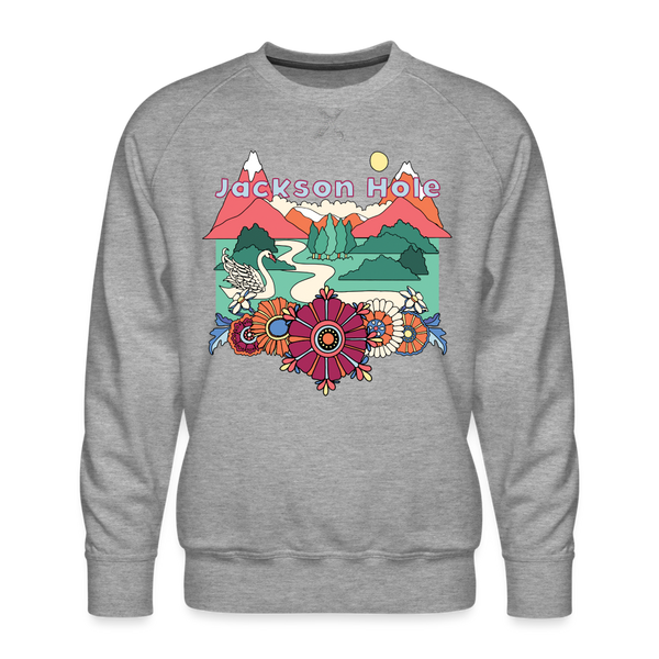 Premium Jackson Hole, Wyoming Sweatshirt - Retro Boho Premium Men's Jackson Hole Sweatshirt - heather grey