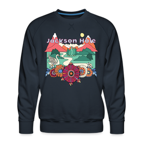 Premium Jackson Hole, Wyoming Sweatshirt - Retro Boho Premium Men's Jackson Hole Sweatshirt - navy