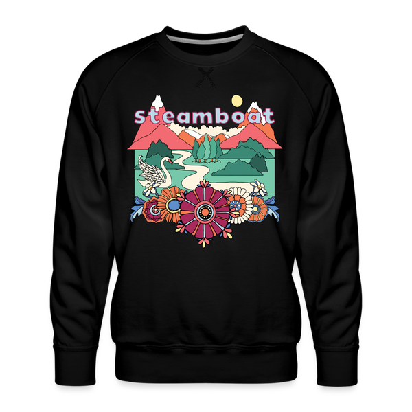Premium Steamboat, Colorado Sweatshirt - Retro Boho Premium Men's Steamboat Sweatshirt - black