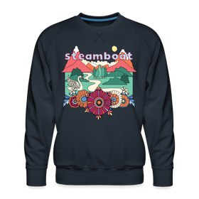 Premium Steamboat, Colorado Sweatshirt - Retro Boho Premium Men's Steamboat Sweatshirt - navy