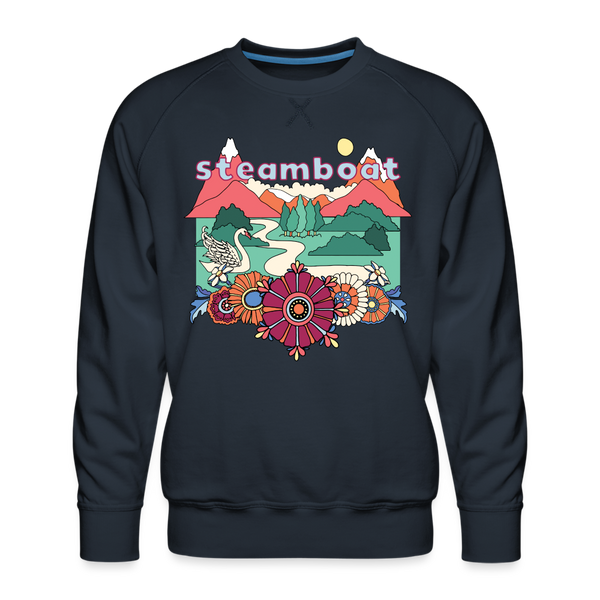 Premium Steamboat, Colorado Sweatshirt - Retro Boho Premium Men's Steamboat Sweatshirt - navy