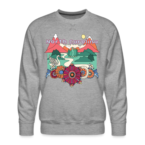 Premium North Carolina Sweatshirt - Retro Boho Premium Men's North Carolina Sweatshirt - heather grey