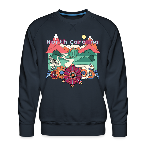 Premium North Carolina Sweatshirt - Retro Boho Premium Men's North Carolina Sweatshirt - navy