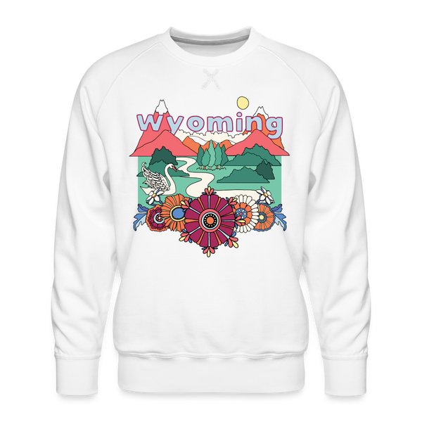 Premium Wyoming Sweatshirt - Retro Boho Premium Men's Wyoming Sweatshirt - white