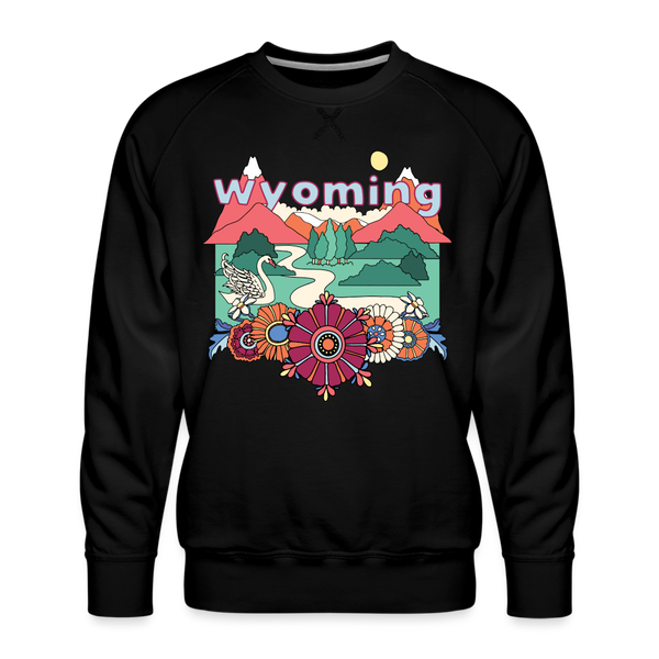 Premium Wyoming Sweatshirt - Retro Boho Premium Men's Wyoming Sweatshirt - black
