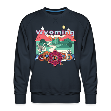 Premium Wyoming Sweatshirt - Retro Boho Premium Men's Wyoming Sweatshirt - navy