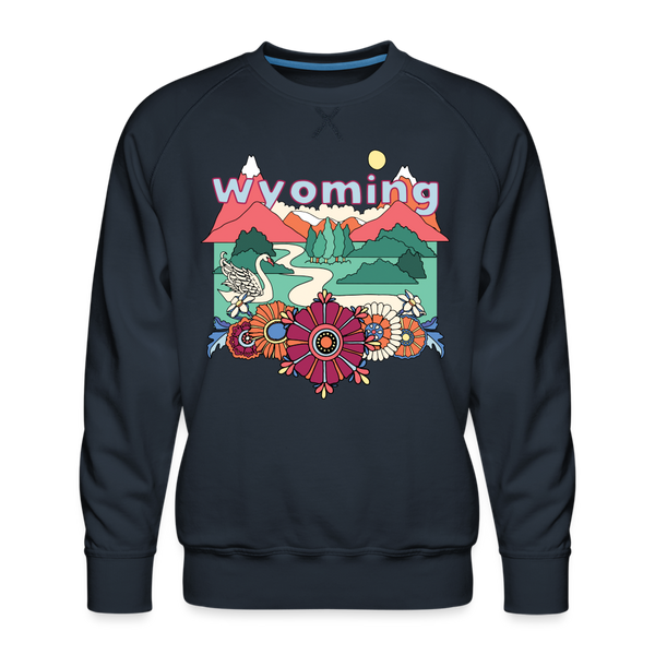 Premium Wyoming Sweatshirt - Retro Boho Premium Men's Wyoming Sweatshirt - navy