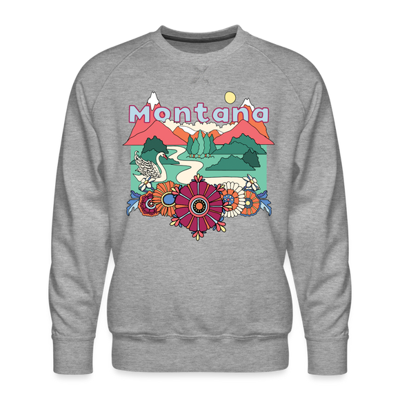 Premium Montana Sweatshirt - Retro Boho Premium Men's Montana Sweatshirt - heather grey