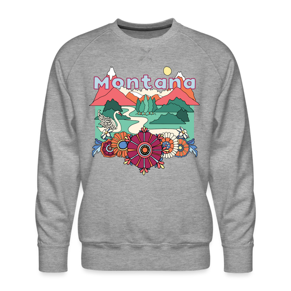 Premium Montana Sweatshirt - Retro Boho Premium Men's Montana Sweatshirt - heather grey