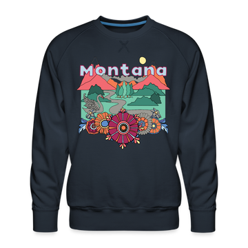 Premium Montana Sweatshirt - Retro Boho Premium Men's Montana Sweatshirt - navy