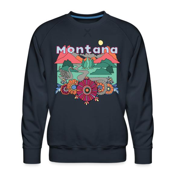 Premium Montana Sweatshirt - Retro Boho Premium Men's Montana Sweatshirt - navy