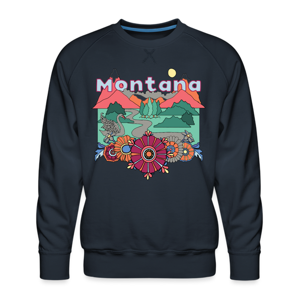 Premium Montana Sweatshirt - Retro Boho Premium Men's Montana Sweatshirt - navy