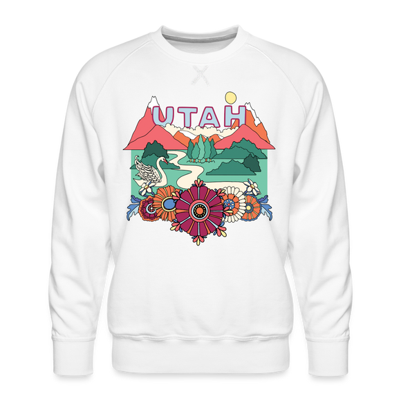 Premium Utah Sweatshirt - Retro Boho Premium Men's Utah Sweatshirt - white