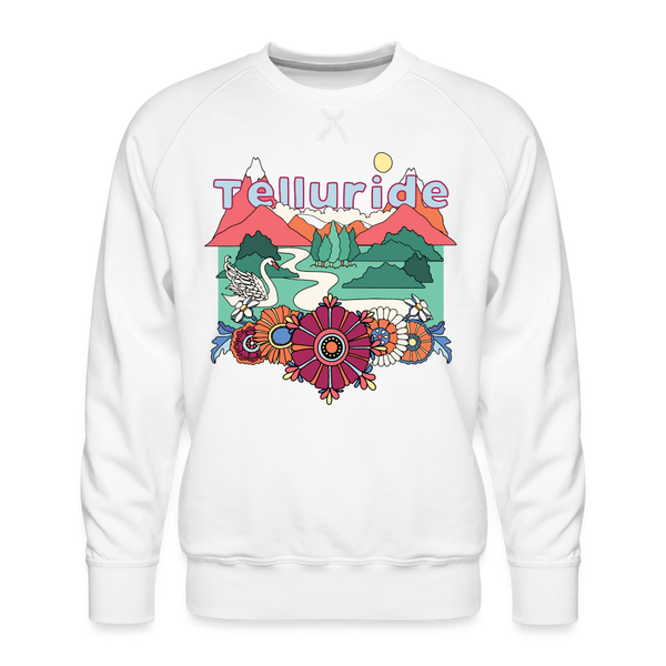 Premium Telluride, Colorado Sweatshirt - Retro Boho Premium Men's Telluride Sweatshirt - white
