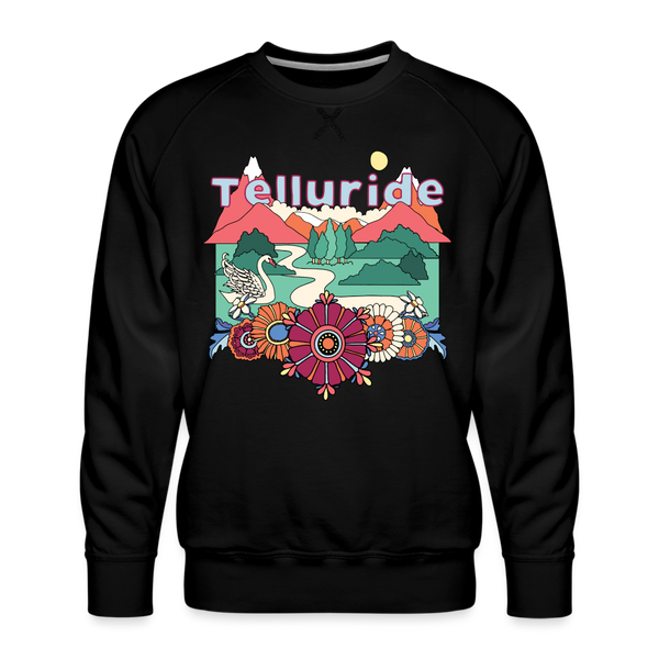 Premium Telluride, Colorado Sweatshirt - Retro Boho Premium Men's Telluride Sweatshirt - black