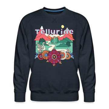 Premium Telluride, Colorado Sweatshirt - Retro Boho Premium Men's Telluride Sweatshirt - navy