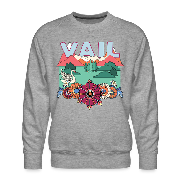 Premium Vail, Colorado Sweatshirt - Retro Boho Premium Men's Vail Sweatshirt - heather grey